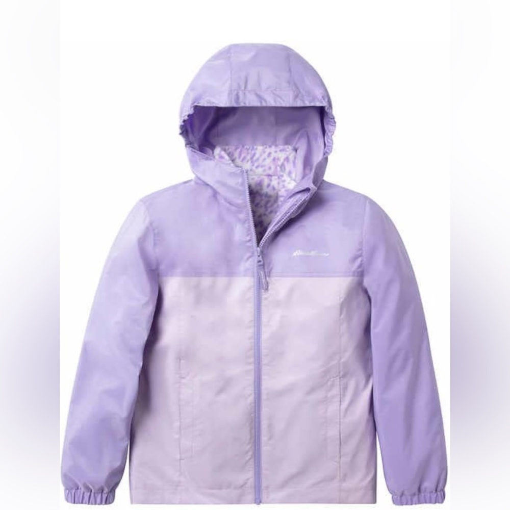 Eddie Bauer Purple Raincoat with Hood and Lightweight Design. Size L 14/16